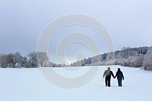 Pohľad na zimnú prírodu niekde na Slovensku,