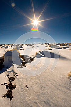 Snow in the Altiplano at the Atacama Desert, Chile