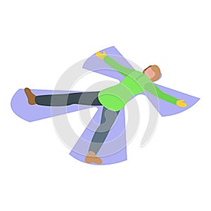 Snow angel play icon isometric vector. Crafting frosty playing