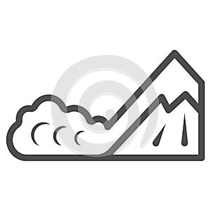 Snow avalanche line icon, World snow day concept, natural disaster sign on white background, Winter landscape and