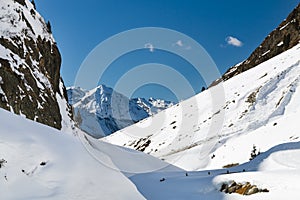 Snow Avalanche In Winter Valley, Austria