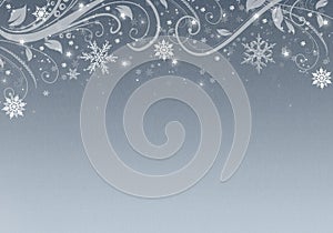 Snow background. Blue Christmas snowfall with defocused flakes and swirls. Winter concept with falling snow. Holiday texture and