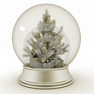 Snow ball with Christmas tree and presents