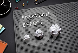 Snow ball effect or business solution and marketing plan concepts with text