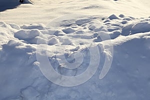 Snow bank-close up of white texture of real snow for winter back grounds