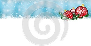 Snow Banner Red Baubles Twigs Christmas Header