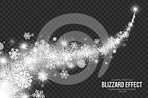 Snow Blizzard Effect on Transparent Background Vector