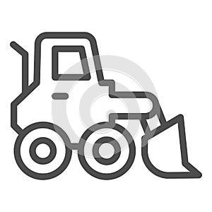 Snow blower line icon. Ice scraper and loader vehicle, plow truck symbol, outline style pictogram on white background