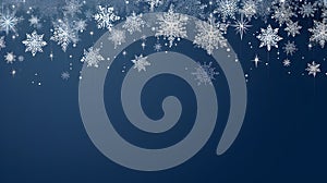 Snow blue background. Christmas snowy winter design by Generative AI