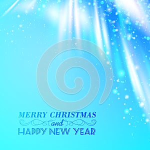 Snow on blue luminous rays.