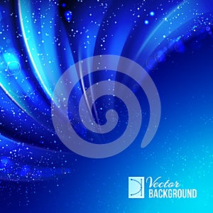 Snow on blue luminous rays.