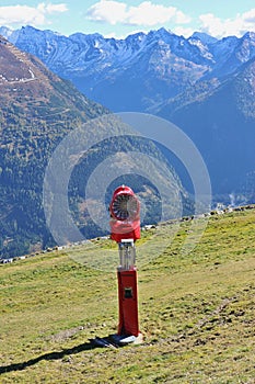 Snow cannon in the alps, Austria, Europe.