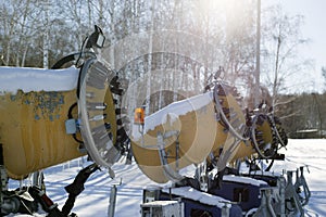 Snow cannon for artificial snow at ski resort