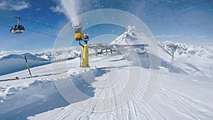 Snow Cannon Landscape Winter Slopes Austria Solden