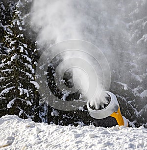 Snow cannon making snow