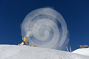 Snow cannon making snow