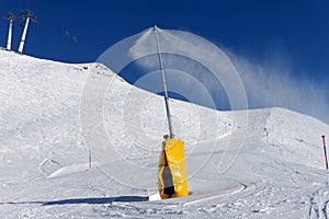 Snow cannon making snow