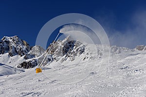 Snow cannon making snow