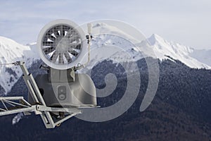 Snow cannon in the mountains