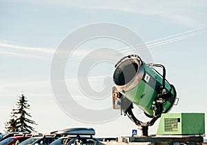 Snow cannon in parking