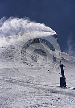 Snow cannon working in Grandvalira, Andorra