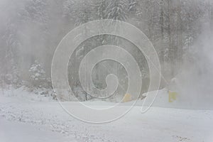 Snow cannons installations.