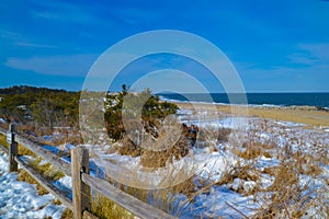 Snow on the Cape Henlopen State Park Beach