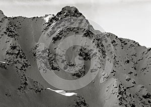 Snow-capped alpine mountain peak in austrian tyrol