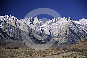 Snow capped California mountains