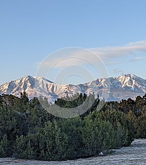 Snow Capped Colorado Mountain Peaks photo