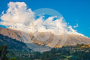 Snow-capped Huascaran during sunset