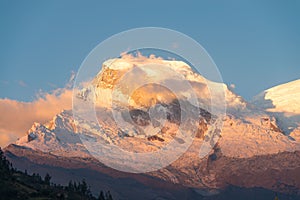 Snow-capped Huascaran during sunset