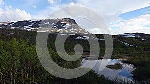 Snow capped mountain in Abisko National Park in Sweden