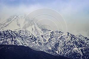 Snow capped mountain peak landscape