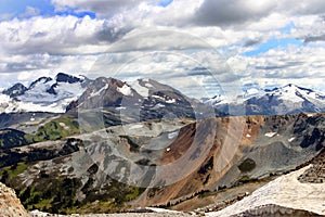 Snow capped mountain range