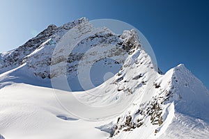 Snow-capped mountain and slope in Jungfrau, Interlaken, Switzerland