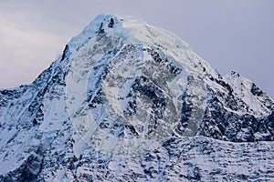 Snow-capped Mountain Top at Twilight