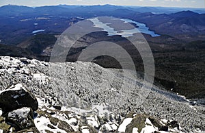 Snow capped mountains and alpine landscape in the Adirondacks, New York State