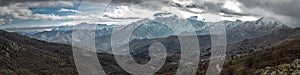 Snow capped mountains in Balagne region of Corsica