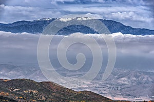 Snow capped Mountains with Cloud Bank