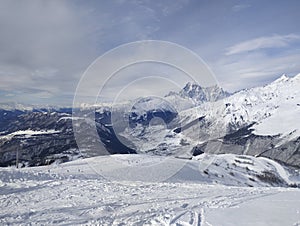 Snow-capped mountains during the day in Georgia, Ushba mountain, Svaneti