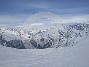Snow-capped mountains during the day in Georgia, Ushba mountain, Svaneti
