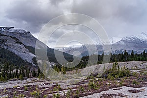 Snow-capped mountains in late autumn season.