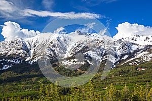 Snow capped mountains of Lone Mountain in the Madison Ranges, Montana photo