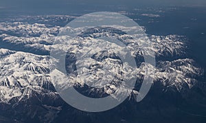 Snow-capped mountains.