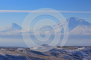 Snow-capped peak of Mount Ararat, Armenia