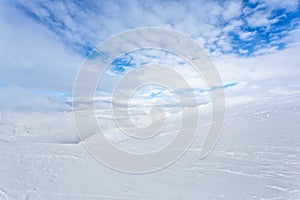 Snow-capped peaks of mountains