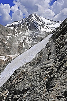 Snow Capped peaks and rock in the Sangre de Cristo Range, Colorado