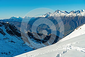 Snow capped peaks in the Rocky Mountains