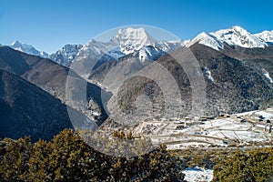 Snow capped on Shangri-la town hight 4,600 meter from sea level